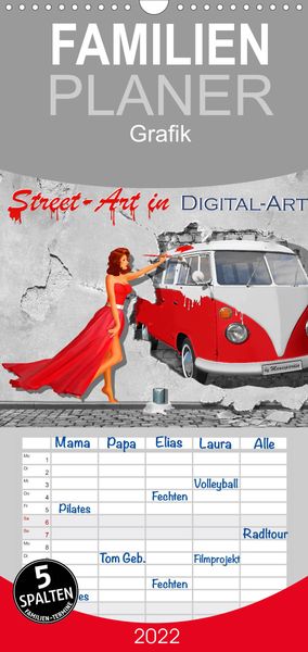 Produktbild: Familienplaner Street-Art in Digital-Art by Mausopardia (Wandkalender 2022 , 21 cm x 45 cm, hoch)