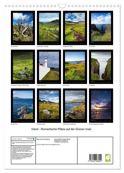 Produktbild: Irland - Romantische Pl&auml;tze auf der Gr&uuml;nen Insel (Wandkalender 2026 DIN A3 hoch), CALVENDO Monatskalender