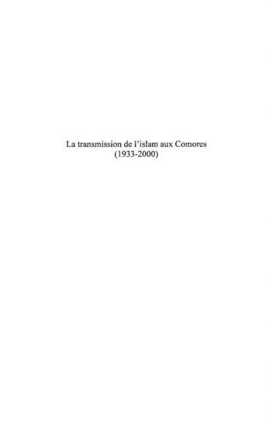 Produktbild: Transmission de l'Islam aux comores