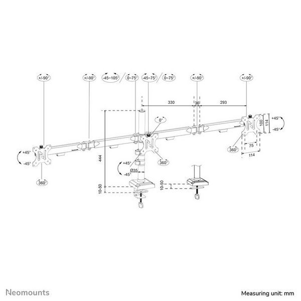 Produktbild: Neomounts DS60-600BL3 Monitor-Standfu&szlig; 3 Display(s) 25,4 cm (10") - 68,6 cm (27") Schwarz H&ouml;henverstellbar, Neigbar, Schwenkbar, Stand