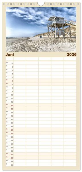 Produktbild: Familienplaner 2026 - Sylt mit 5 Spalten (Wandkalender, 21 x 45 cm) CALVENDO
