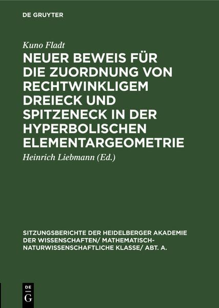 Produktbild: Neuer Beweis f&uuml;r die Zuordnung von rechtwinkligem Dreieck und Spitzeneck in der hyperbolischen Elementargeometrie