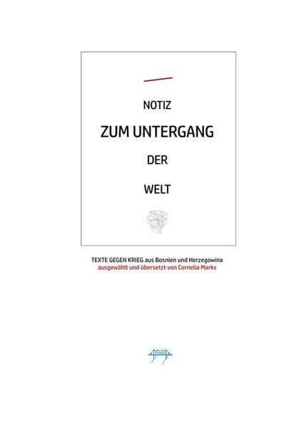 Produktbild: Notiz Zum Untergang der Welt