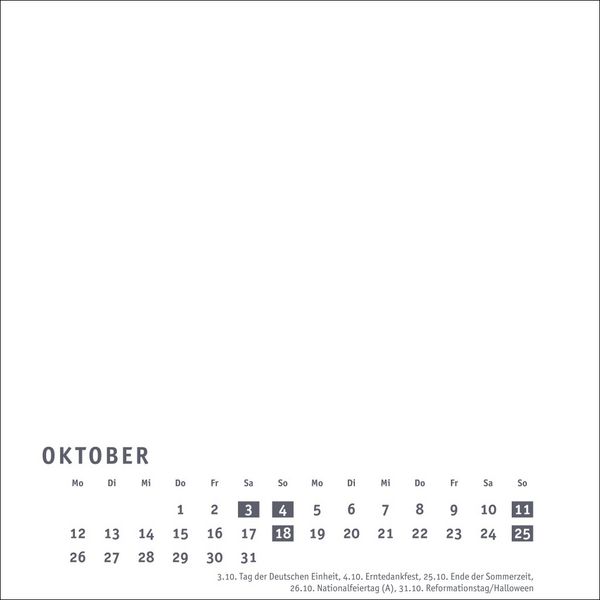 Produktbild: Premium-Bastelkalender weiß klein 2026