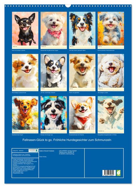 Produktbild: Fellnasen-Gl&uuml;ck to go. Fr&ouml;hliche Hundegesichter zum Schmunzeln (Wandkalender 2026 DIN A2 hoch), CALVENDO Monatskalender