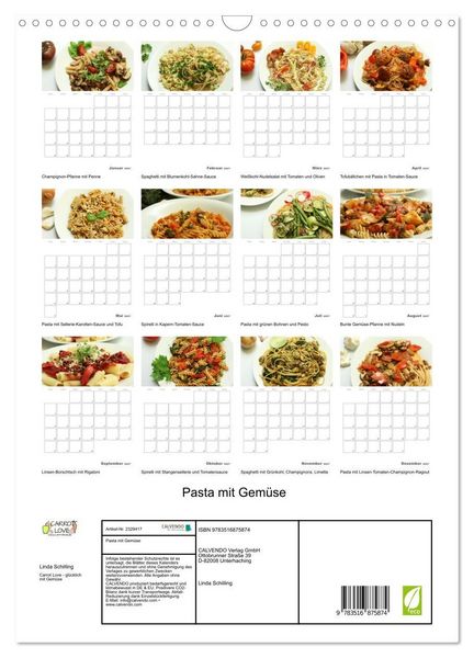 Produktbild: Pasta mit Gem&uuml;se (Wandkalender 2027 DIN A3 hoch), CALVENDO Monatskalender