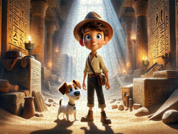 Produktbild: CALVENDO Puzzle Geheimnisse des Sandes: Max und Buddys &auml;gyptisches R&auml;tsel | 1000 Teile Lege-Gr&ouml;&szlig;e 64x48cm Foto-Puzzle f&uuml;r gl&uuml;ckliche Stunden
