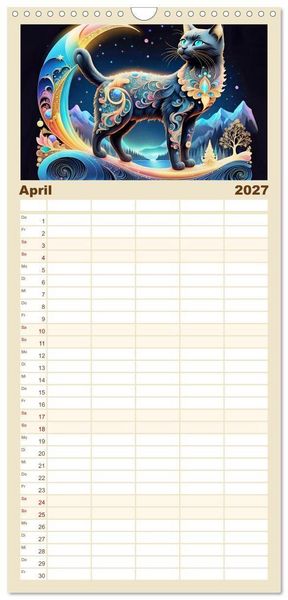 Produktbild: Familienplaner 2027 - Tiere aus Regenbogenfarben mit 5 Spalten (Wandkalender, 21 x 45 cm) CALVENDO