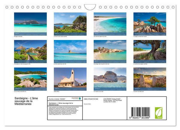 Produktbild: Sardaigne - L'&acirc;me sauvage de la M&eacute;diterran&eacute;e (Calendrier mural 2026 DIN A4 vertical), CALVENDO calendrier mensuel