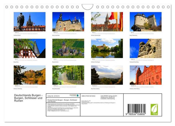 Produktbild: Deutschlands Burgen - Burgen, Schl&ouml;sser und Ruinen (Wandkalender 2026 DIN A4 quer), CALVENDO Monatskalender