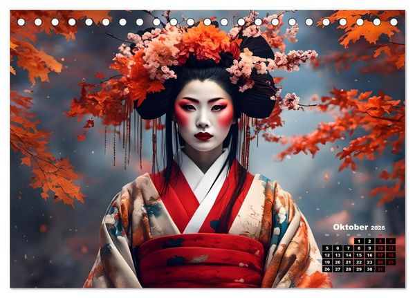 Produktbild: Geishas Portraits von japanischen Gastgeberinnen inspiriert (Tischkalender 2026 DIN A5 quer), CALVENDO Monatskalender