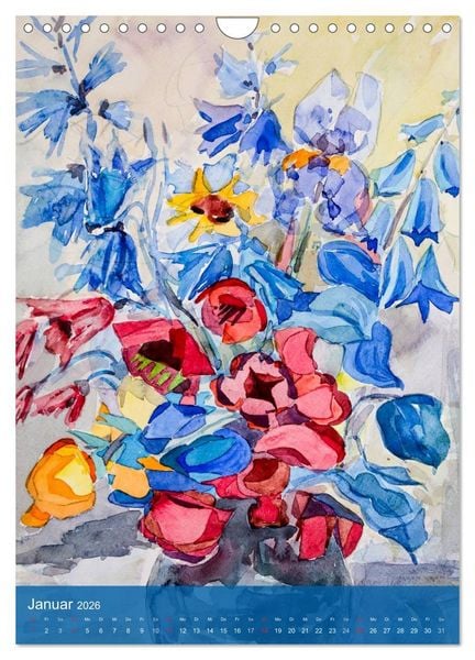 Produktbild: Karl Sock Blumenaquarelle (Wandkalender 2026 DIN A4 hoch), CALVENDO Monatskalender