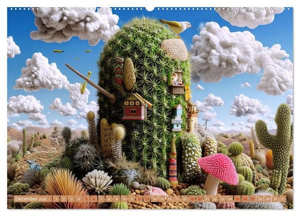 Produktbild: Kaktuswelten. Fantasie in Gr&uuml;n und Dorn (hochwertiger Premium Wandkalender 2026 DIN A2 quer), Kunstdruck in Hochglanz
