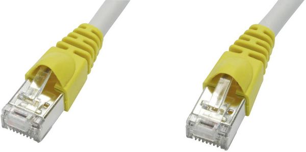 Telegärtner RJ45 (gekreuzt) Netzwerk Anschlusskabel CAT 6a S/FTP 7.50 m Grau Flammwidrig, mit Rastnasenschutz