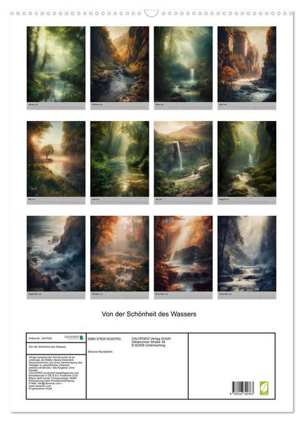 Produktbild: Von der Sch&ouml;nheit des Wassers (Wandkalender 2026 DIN A2 hoch), CALVENDO Monatskalender