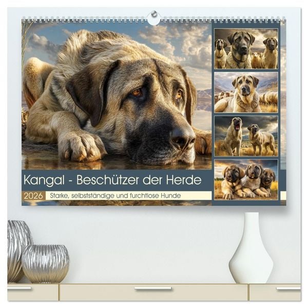 Kangal - Beschützer der Herde. Starke, selbstständige und furchtlose Hunde (hochwertiger Premium Wandkalender 2026 DIN A2 quer), Kunstdruck in