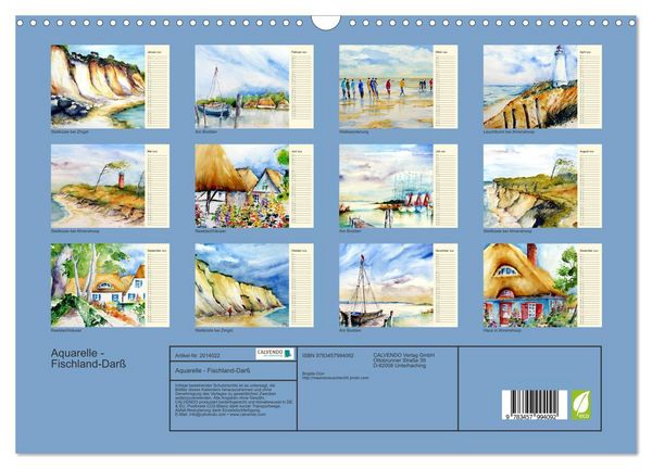 Produktbild: Aquarelle - Fischland-Dar&szlig; (Wandkalender 2026 DIN A3 quer), CALVENDO Monatskalender