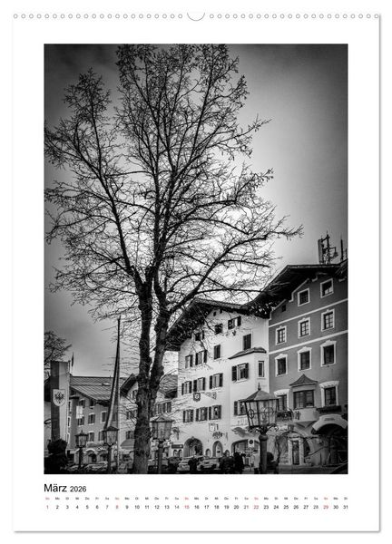 Produktbild: Kitzb&uuml;hel Monochrom (Wandkalender 2026 DIN A2 hoch), CALVENDO Monatskalender