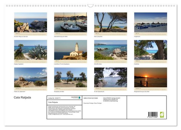 Produktbild: Cala Ratjada (Wandkalender 2026 DIN A2 quer), CALVENDO Monatskalender