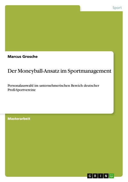 Produktbild: Der Moneyball-Ansatz im Sportmanagement