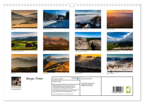 Produktbild: Berge. Polen (Wandkalender 2026 DIN A3 quer), CALVENDO Monatskalender