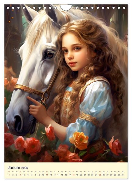 Produktbild: Kinder-Fantasy. Edle Burgfr&auml;ulein und Ritter im Mittelalter (Wandkalender 2026 DIN A4 hoch), CALVENDO Monatskalender