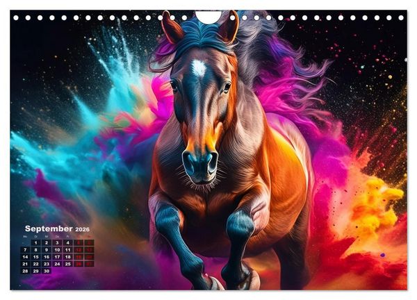 Produktbild: Pferde im Farbenrausch (Wandkalender 2026 DIN A4 quer), CALVENDO Monatskalender