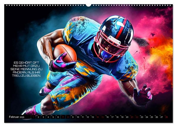 Produktbild: American Football und Motivation (hochwertiger Premium Wandkalender 2026 DIN A2 quer), Kunstdruck in Hochglanz