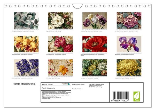 Produktbild: Florale Meisterwerke (Wandkalender 2026 DIN A4 quer), CALVENDO Monatskalender