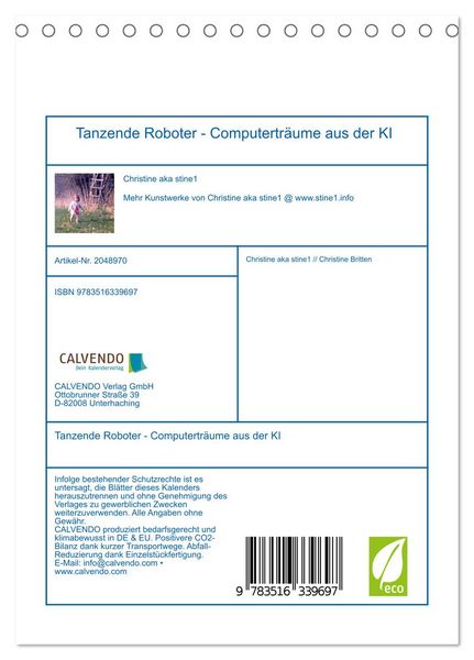 Produktbild: Tanzende Roboter - Computertr&auml;ume aus der KI (Tischkalender 2026 DIN A5 hoch), CALVENDO Monatskalender