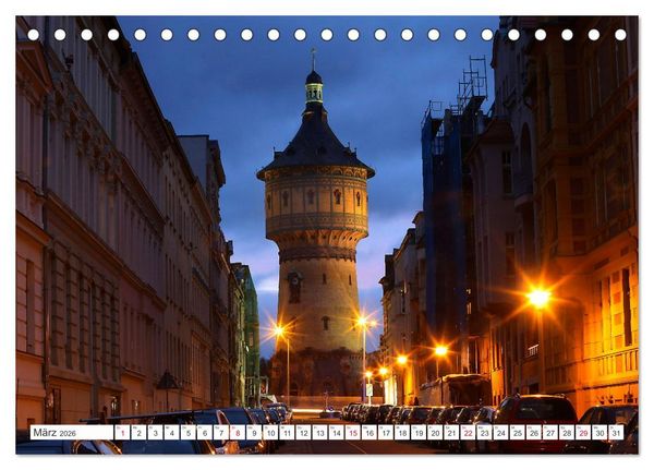 Produktbild: HALLE SAALE BEI NACHT (Tischkalender 2026 DIN A5 quer), CALVENDO Monatskalender