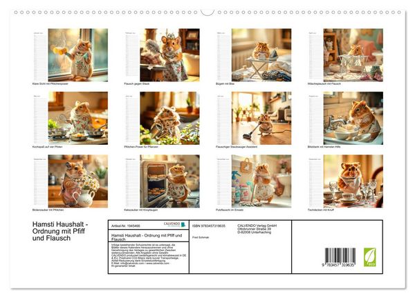 Produktbild: Hamsti Haushalt - Ordnung mit Pfiff und Flausch (hochwertiger Premium Wandkalender 2026 DIN A2 quer), Kunstdruck in Hochglanz