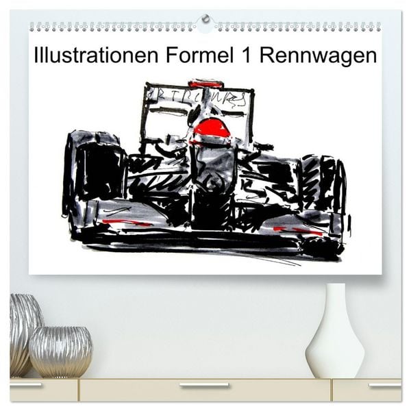 Illustrationen Formel 1 Rennwagen (hochwertiger Premium Wandkalender 2026 DIN A2 quer), Kunstdruck in Hochglanz