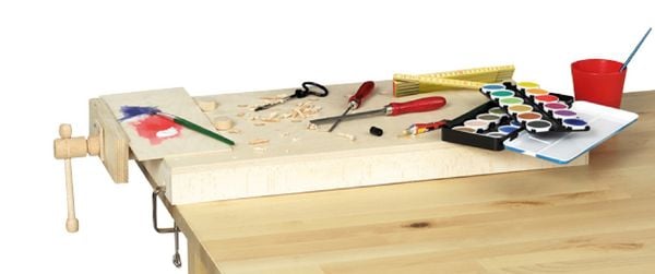 Produktbild: PEBARO 485 - Arbeitsplatte Vollholz Natur 58 x 31 cm mit Einspannhalterung