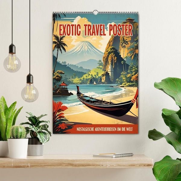 Produktbild: Exotic Travel Poster - nostalgische Abenteuerreisen um die Welt (Wandkalender 2027 DIN A2 hoch), CALVENDO Monatskalender