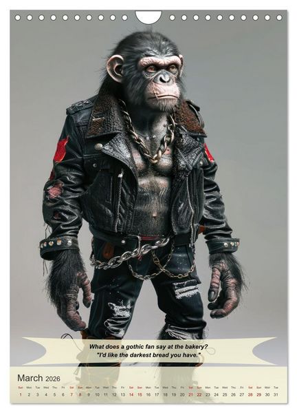 Produktbild: Funny animals in gothic style (Wall Calendar 2026 DIN A4 portrait), CALVENDO 12 Month Wall Calendar