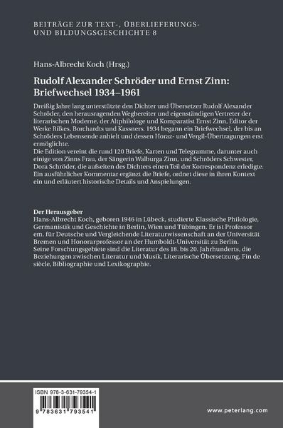 Produktbild: Rudolf Alexander Schr&ouml;der und Ernst Zinn: Briefwechsel 1934&ndash;1961