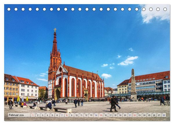 Produktbild: W&uuml;rzburg und Veitsh&ouml;chheim - romantische Rokoko St&auml;dte am Main (Tischkalender 2026 DIN A5 quer), CALVENDO Monatskalender