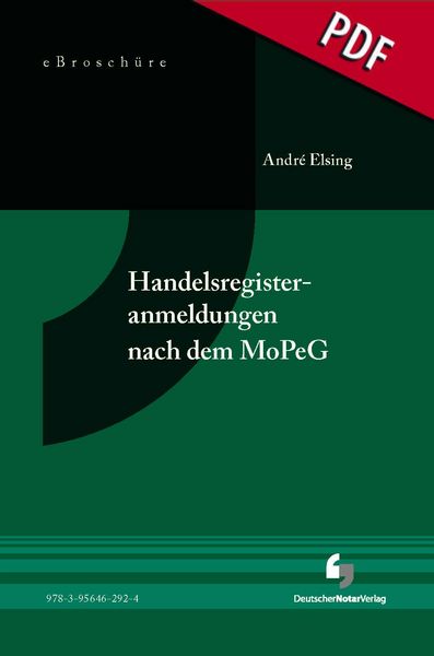 Produktbild: Handelsregisteranmeldungen nach dem MoPeG - eBrosch&uuml;re (PDF)