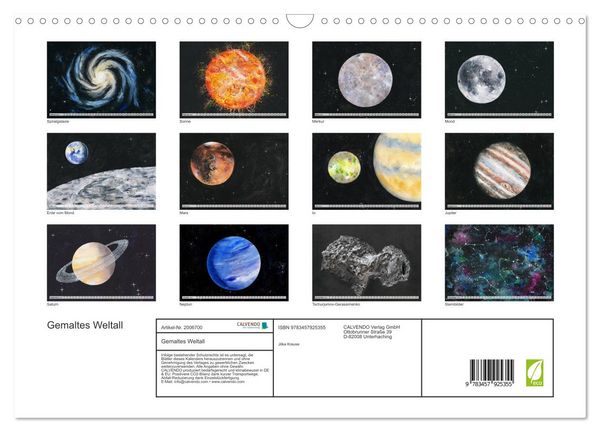 Produktbild: Gemaltes Weltall (Wandkalender 2026 DIN A3 quer), CALVENDO Monatskalender