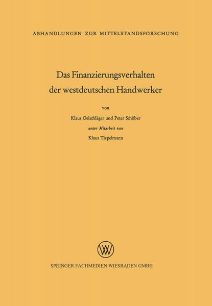 Produktbild: Das Finanzierungsverhalten der westdeutschen Handwerker