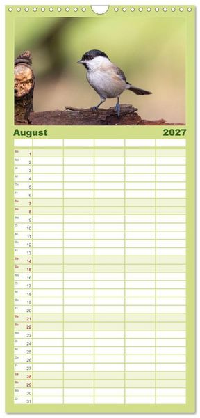 Produktbild: Familienplaner 2027 - Der Kernbei&szlig;er und seine gefiederten Gesellen mit 5 Spalten (Wandkalender, 21 x 45 cm) CALVENDO