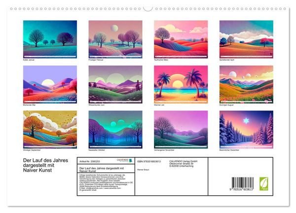 Produktbild: Der Lauf des Jahres dargestellt mit Naiver Kunst (hochwertiger Premium Wandkalender 2026 DIN A2 quer), Kunstdruck in Hochglanz