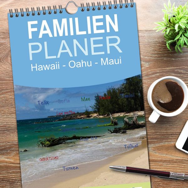 Produktbild: Familienplaner 2026 - Hawaii - Oahu - Maui mit 5 Spalten (Wandkalender, 21 x 45 cm) CALVENDO