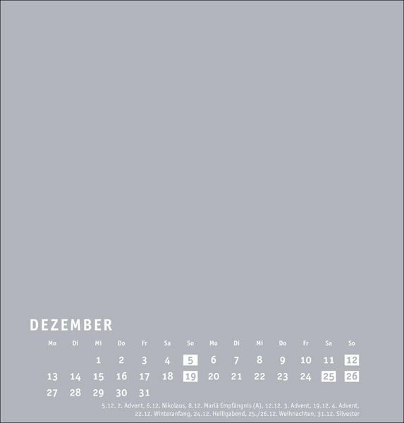 Produktbild: Premium-Bastelkalender silbergrau mittel 2027