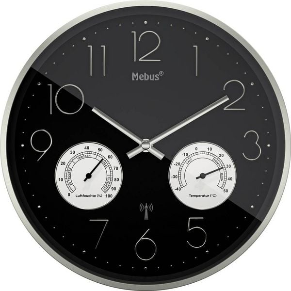 Produktbild: Mebus 12988 Funk Wanduhr 30cm x 30cm x 30cm x 4.5mm Silber