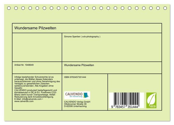 Produktbild: Wundersame Pilzwelten (Tischkalender 2026 DIN A5 quer), CALVENDO Monatskalender
