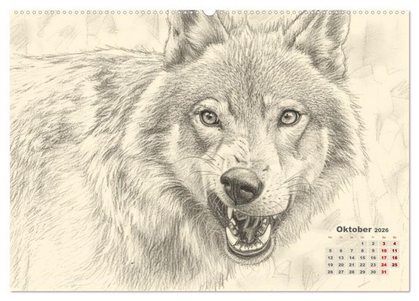 Produktbild: Wilde Seelen - Tierische Momente in Graphit (hochwertiger Premium Wandkalender 2026 DIN A2 quer), Kunstdruck in Hochglanz