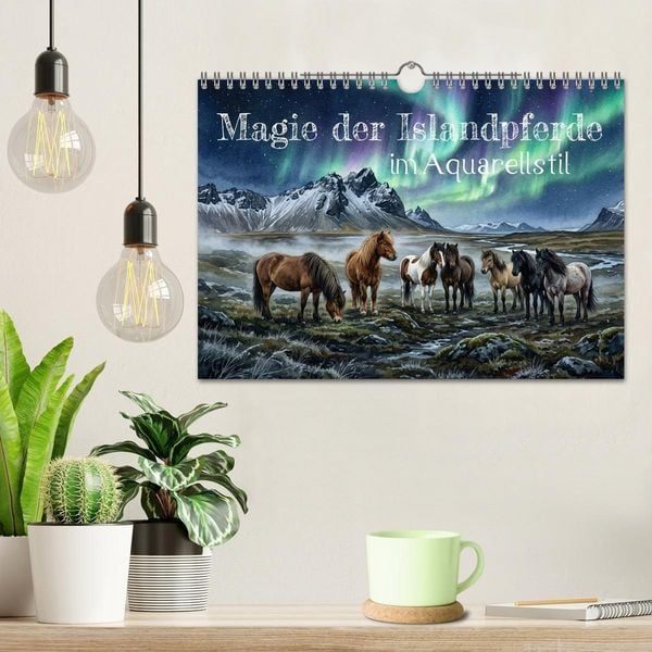 Produktbild: Magie der Islandpferde im Aquarellstil (Wandkalender 2027 DIN A4 quer), CALVENDO Monatskalender