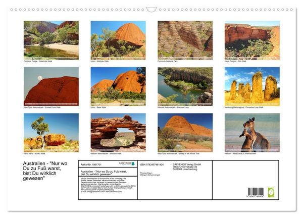 Produktbild: Australien - "Nur wo Du zu Fu&szlig; warst, bist Du wirklich gewesen" (Wandkalender 2026 DIN A2 quer), CALVENDO Monatskalender